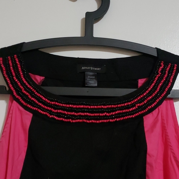 Ashley Stewart pink and black color block dress - Picture 2 of 4